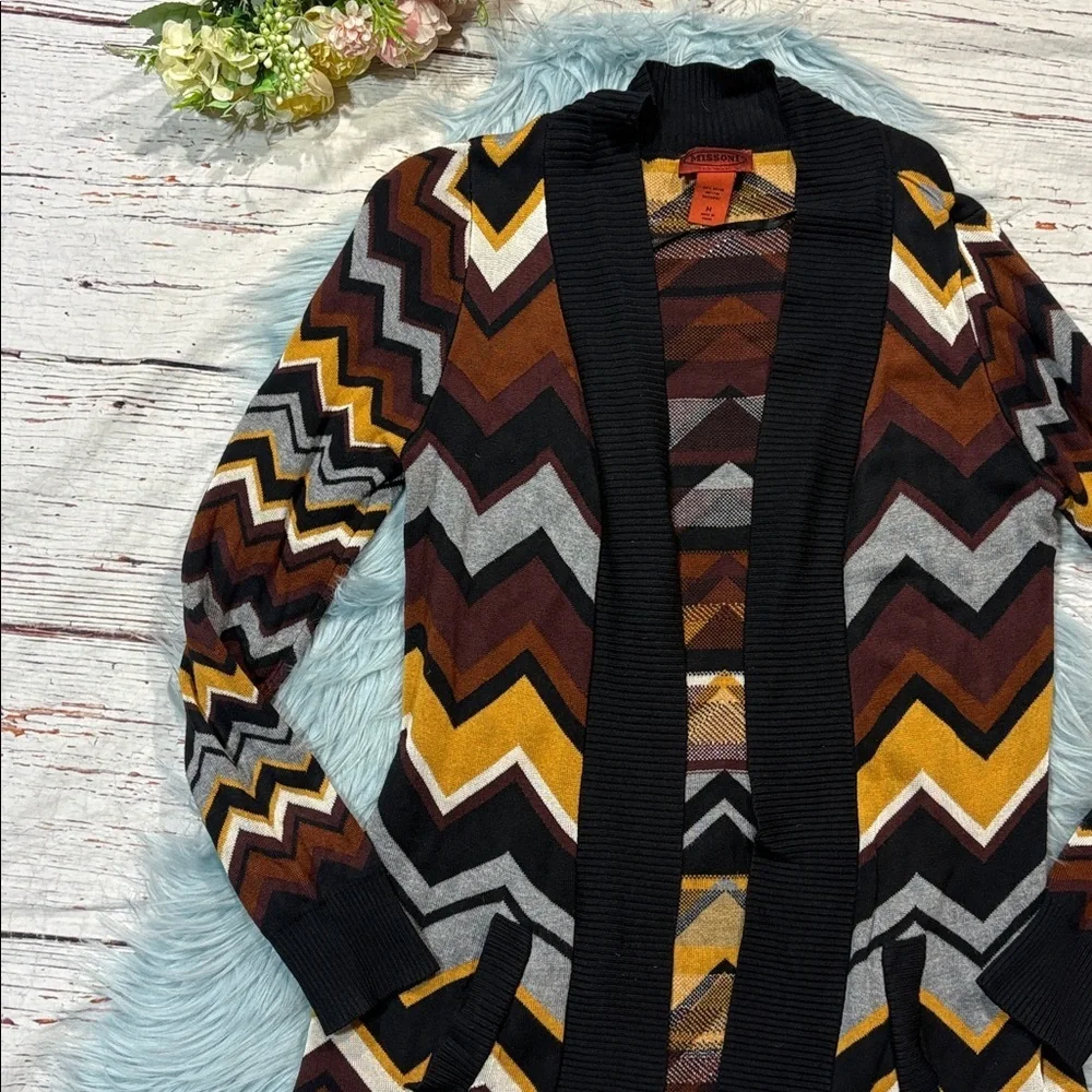 Missoni for Target Earth Toned Chevron Open Front Cardigan
